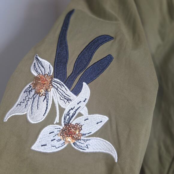 Eric Signature Olive Embellished Cropped Jacket lined Sz Medium - Picture 4 of 9